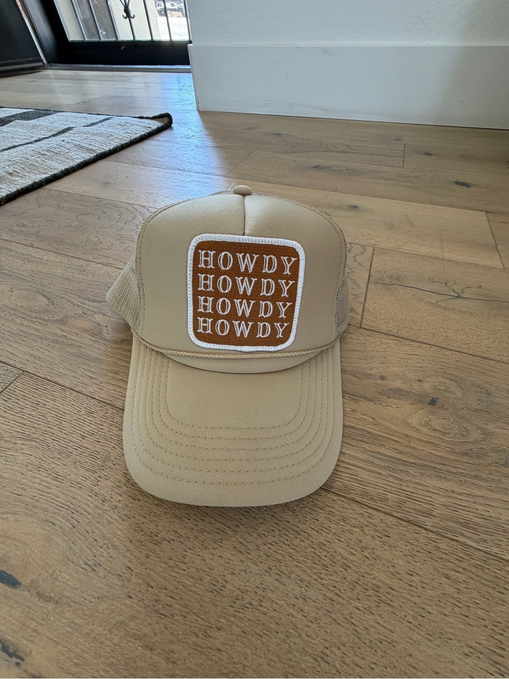 Howdy Howdy Howdy Trucker Hat in Tan